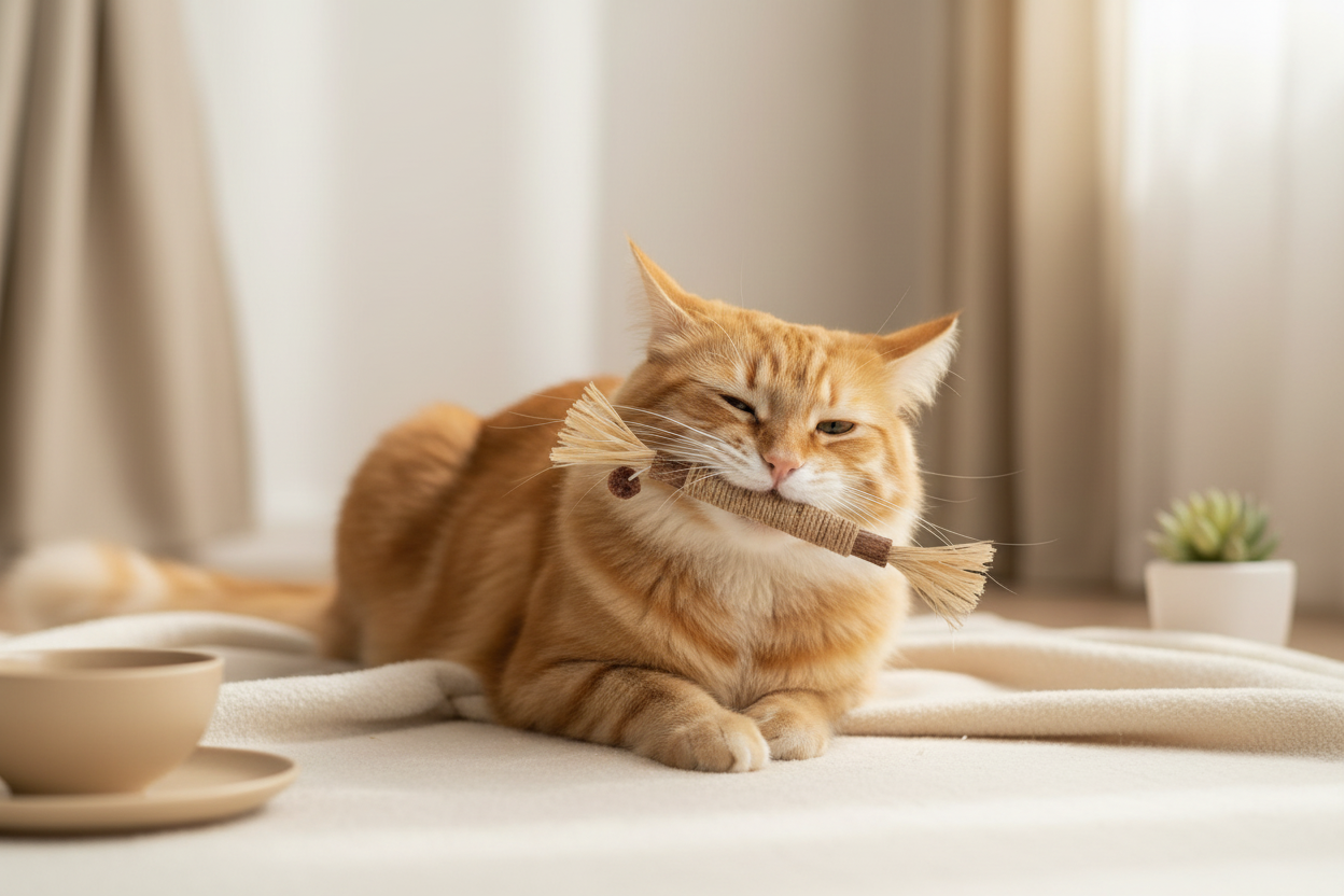 Chat avec bâtonnet dentaire Novya